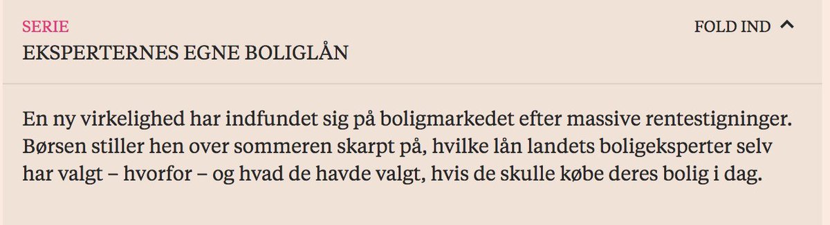 Avisernes sommerserier siger altid rigtig meget om, hvem de er. Et godt eksempel er Børsens helt geniale segmentbasker om boligeksperternes egne boliglån