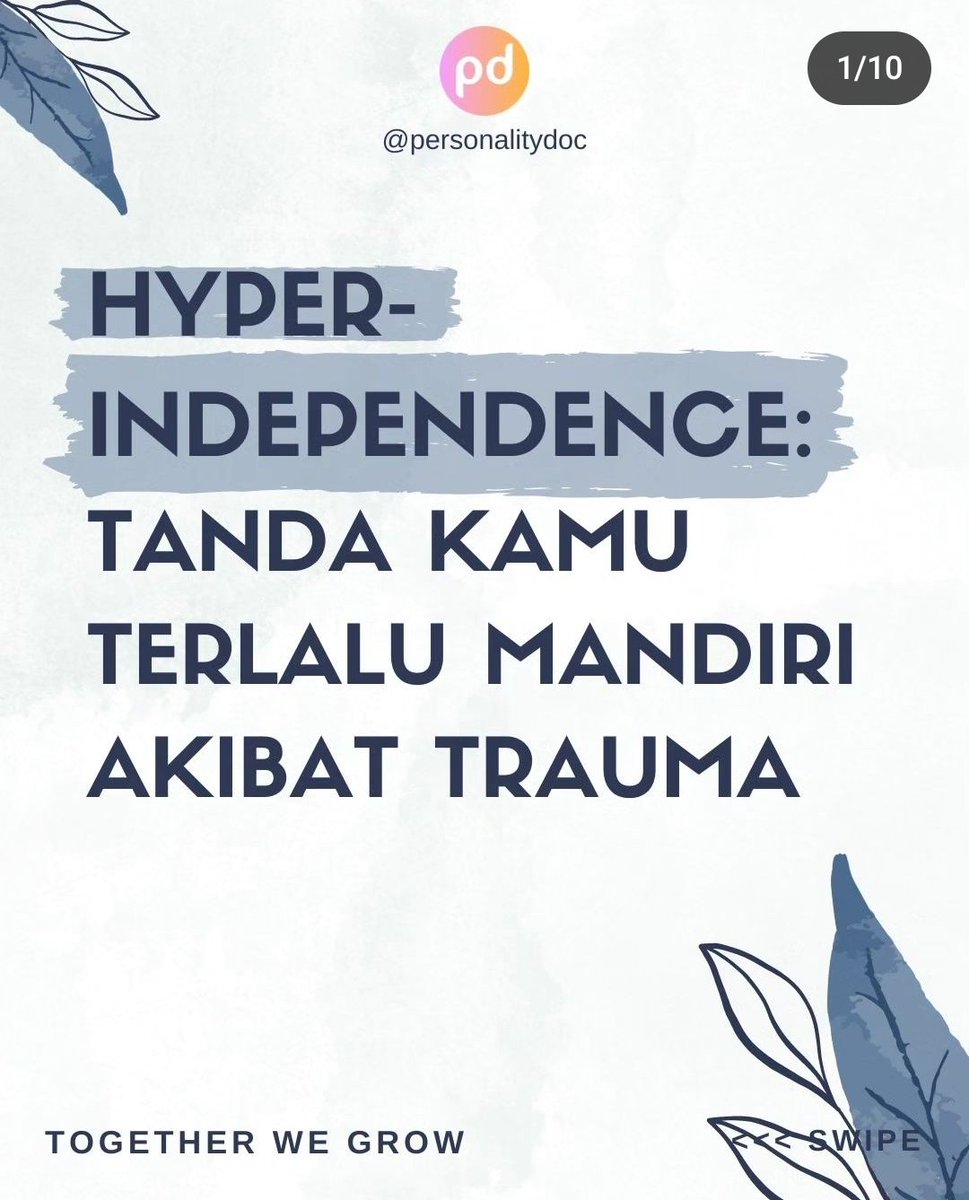 personalitydoc_'s tweet photo. Apa kamu termasuk orang yg hyper-indepence? 🙋🏻‍♀️
https://t.co/z7LMgYy2tY

#mentalhealth #trauma #hyperindependence #trustissues #mandiri #ambisius #kesehatanmental #sehatmental #inspirasi #motivasi #motivasihidup #perjuanganhidup #psikologi #psikologiindonesia #pengembangandiri https://t.co/n2235cM2uJ