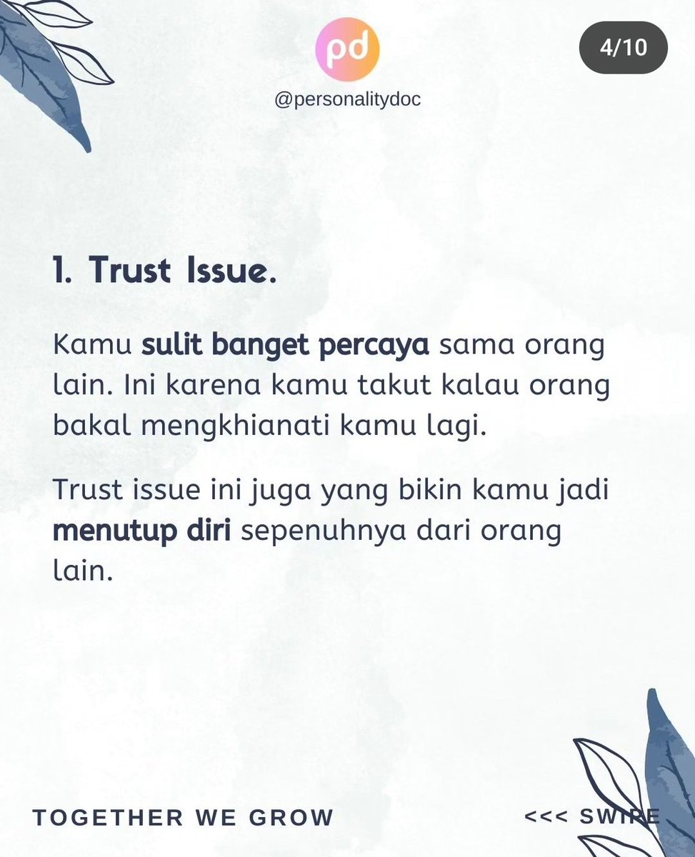 personalitydoc_'s tweet photo. Apa kamu termasuk orang yg hyper-indepence? 🙋🏻‍♀️
https://t.co/z7LMgYy2tY

#mentalhealth #trauma #hyperindependence #trustissues #mandiri #ambisius #kesehatanmental #sehatmental #inspirasi #motivasi #motivasihidup #perjuanganhidup #psikologi #psikologiindonesia #pengembangandiri https://t.co/n2235cM2uJ