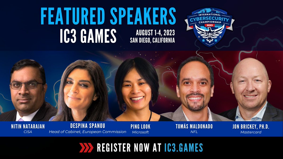 IC3Games2023 (@ic3games2023) on Twitter photo #IC3games2023 NEWS: Attend Virtually!
Get 14 hrs of cyber learning, #eSports action, networking, & exhibits, w/out leaving home! See #cyber experts from <a href="/DHSgov/">Homeland Security</a> <a href="/EU/">EU</a>, <a href="/UAE/">@UAE</a>, <a href="/Microsoft/">Microsoft</a>, <a href="/Mastercard/">Mastercard</a>, <a href="/WWT/">WWT</a>, <a href="/Google/">Google</a> Cloud & more! hubs.li/Q01Yw7H30
<a href="/USCyberGames/">USCyberGames</a> #IC3games2023 #IC3games2023 NEWS: Attend Virtually!
Get 14 hrs of cyber learning, #eSports action, networking, & exhibits, w/out leaving home! See #cyber experts from <a href="/DHSgov/">Homeland Security</a> <a href="/EU/">EU</a>, <a href="/UAE/">@UAE</a>, <a href="/Microsoft/">Microsoft</a>, <a href="/Mastercard/">Mastercard</a>, <a href="/WWT/">WWT</a>, <a href="/Google/">Google</a> Cloud & more! hubs.li/Q01Yw7H30
<a href="/USCyberGames/">USCyberGames</a> #IC3games2023