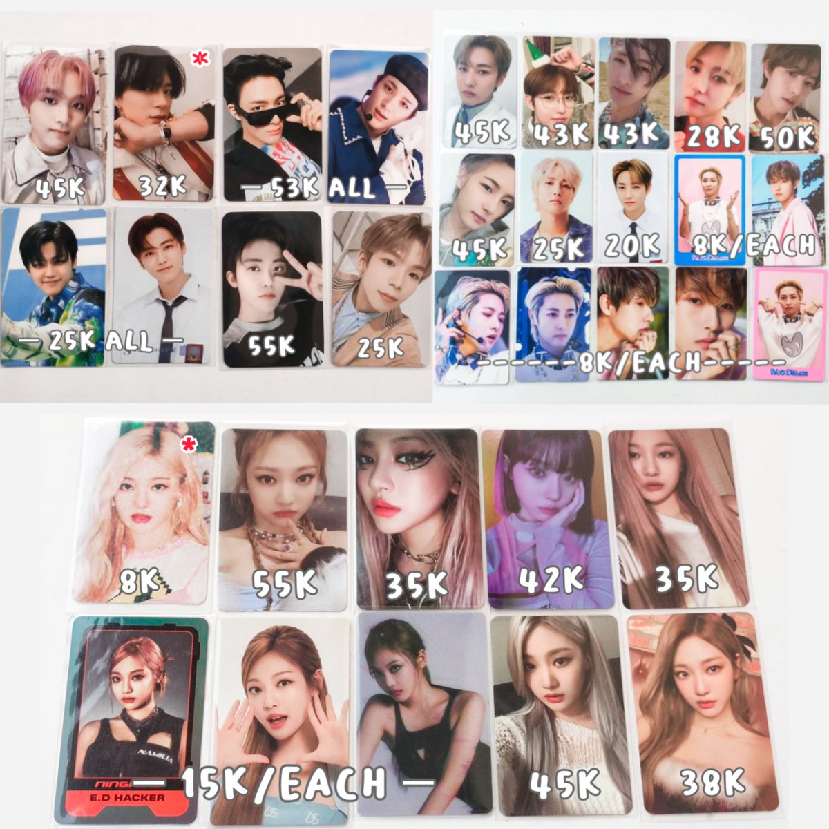 ★  wts / want to sell 🛒

aab pc renjun jeno jaemin haechan shotaro ningning winter aespa nct dream 
link live: live.shopee.co.id/share?from=liv…

🚚 pekanbaru, riau
💸 inc pack (-) adm
✅ keep event, req live shopee
serious buyer only, @ after dm