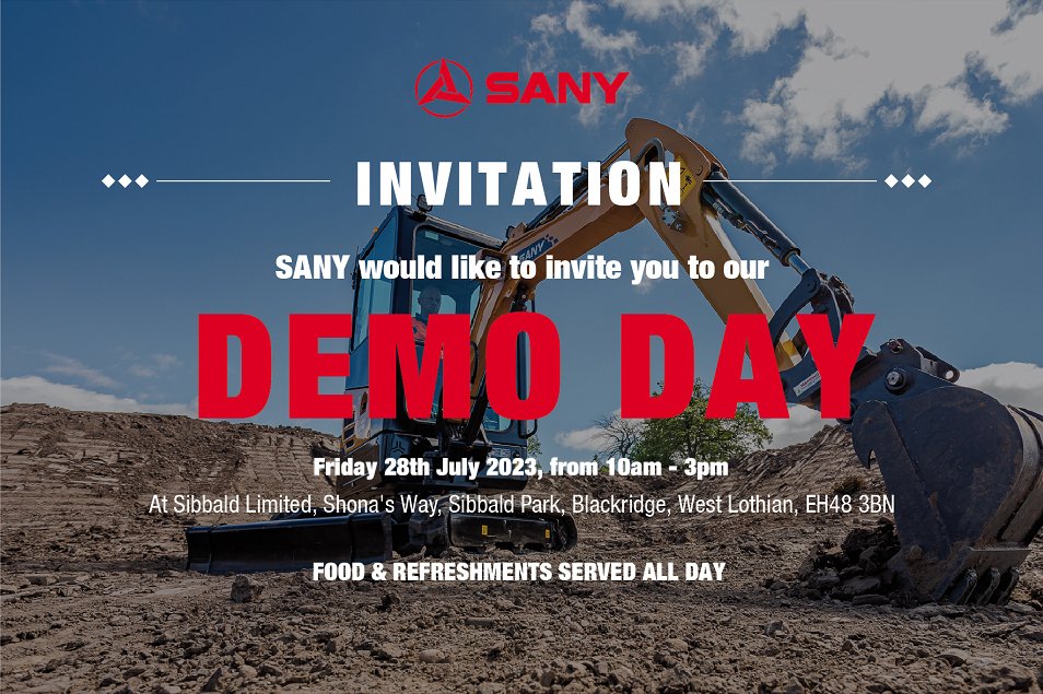 sany_uk's tweet photo. On Friday the team in Scotland are hosting our first #SANY Dig Day to showcase our range of excavators. This is a great opportunity to meet with the team and try a machine for yourself. If you would like to visit please get in touch at info@sanyuk.com.
#sany #digday #excavators https://t.co/R7VfcAzece