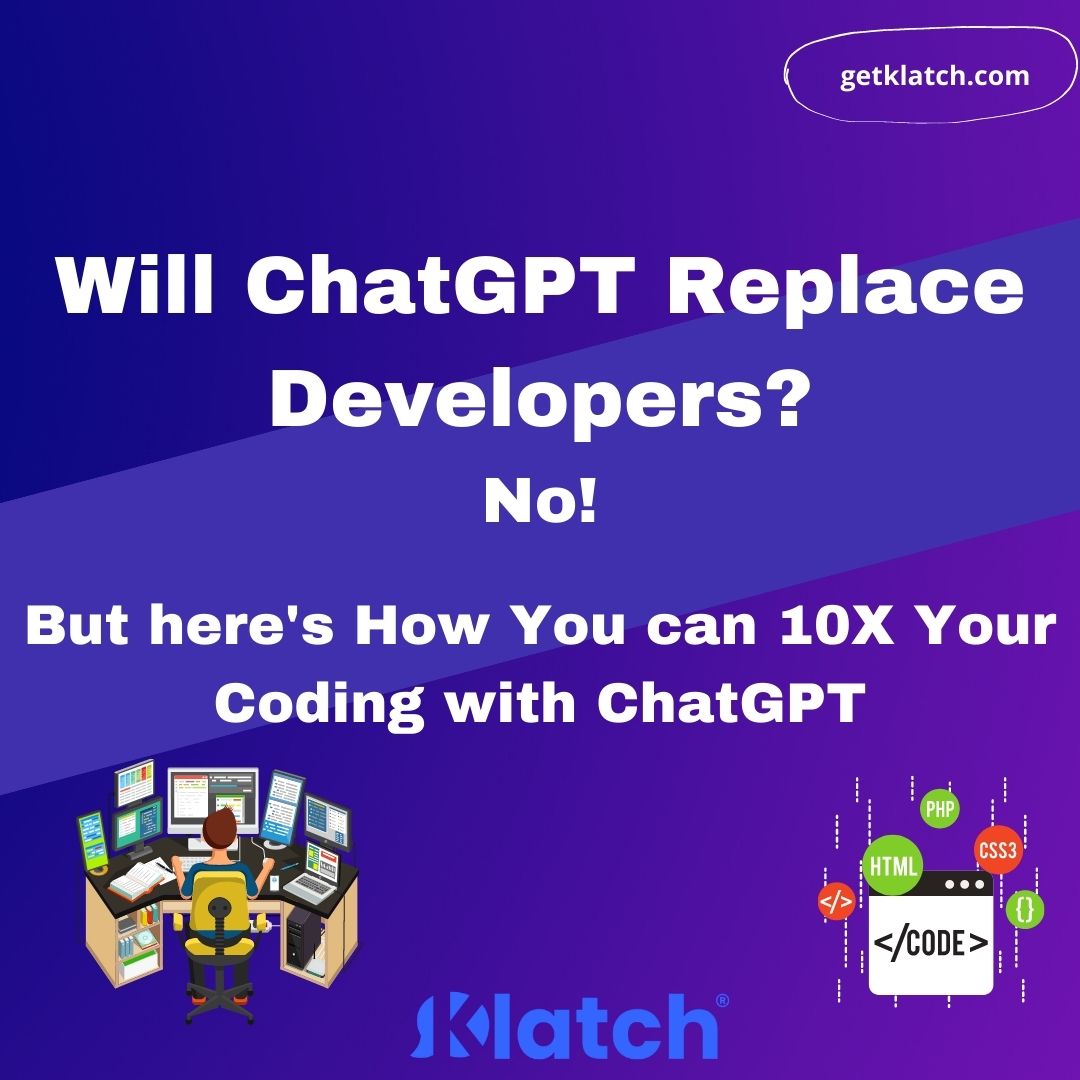 GetKlatch's tweet image. Embrace the future of coding with ChatGPT as your trusty sidekick! 💻🤖 From writing code to squashing those pesky bugs and crafting robust unit tests, this AI wizard takes learning to new heights!   #AIAssistedCoding #ChatGPT #LearningTech
