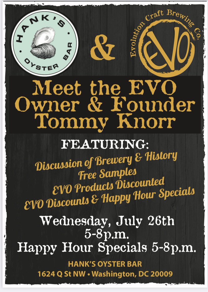 Stop by for a beer tomorrow at Hanks Wharf Location! @evolutionbeer