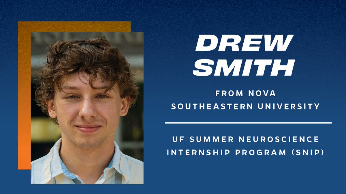 UFNeuroscience's tweet photo. Meet Drew! A junior at @NSUFlorida, Drew Smith is completing his SNIP research experience under the mentorship of Dr. Berry Setlow. @b-setlow
#SNIP23 https://t.co/hn0r3Nc5ma