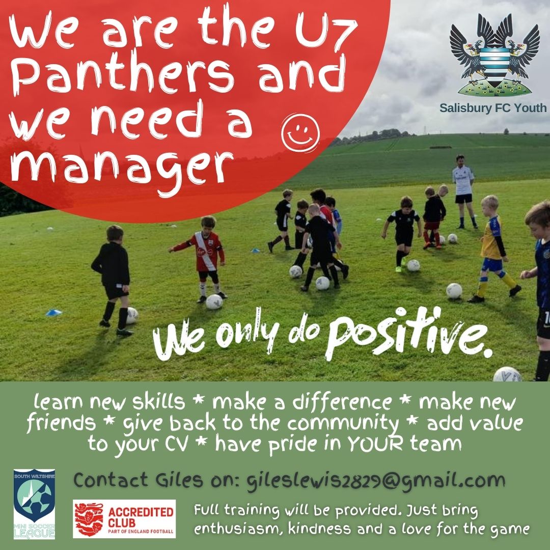 Salisbury FC Youth (@sfc_youth) on Twitter photo Have you ever thought about getting into coaching? There are few things more rewarding than watching those 6 year old kids enjoying their football and learning new skills.
We train Wed and play Sun in the local South Wilts Mini Soccer League.
<a href="/SalisburyFC/">Salisbury FC</a> <a href="/SFCSupporters/">SFC Supporters Club</a> Have you ever thought about getting into coaching? There are few things more rewarding than watching those 6 year old kids enjoying their football and learning new skills.
We train Wed and play Sun in the local South Wilts Mini Soccer League.
<a href="/SalisburyFC/">Salisbury FC</a> <a href="/SFCSupporters/">SFC Supporters Club</a>