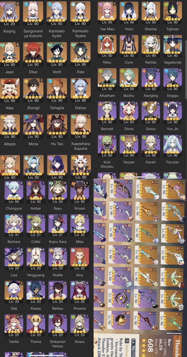 SimoneAvenali's tweet photo. Genshin impact account sale
#genshinaccount quite whale since release
all 5⭐️some constellated (Dehya ❌)
all 4⭐️a lot C6
41 char god tier built artifacts
AR 60 EU
Mostly Everywhere 100% expl
Never skipped a content since release and still progressing
Dm for info\photos/price https://t.co/tEfUtXFuKM