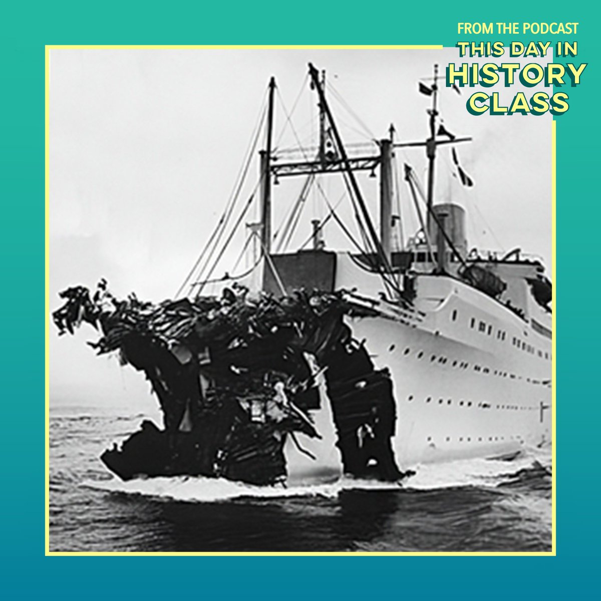 TDIHCshow's tweet photo. On this day in 1956, the Italian ocean liner Andrea Doria and the Swedish liner Stockholm collided off the coast of Nantucket.

#AndreaDoria #Stockholm #Crash #OceanLiner #Fog #Rescue #TDIHC #ThisDayInHistory #TodayInHistory #OnThisDay #July25

Listen now:
https://t.co/NwrmzOvGlb https://t.co/LzM4PzaSRe