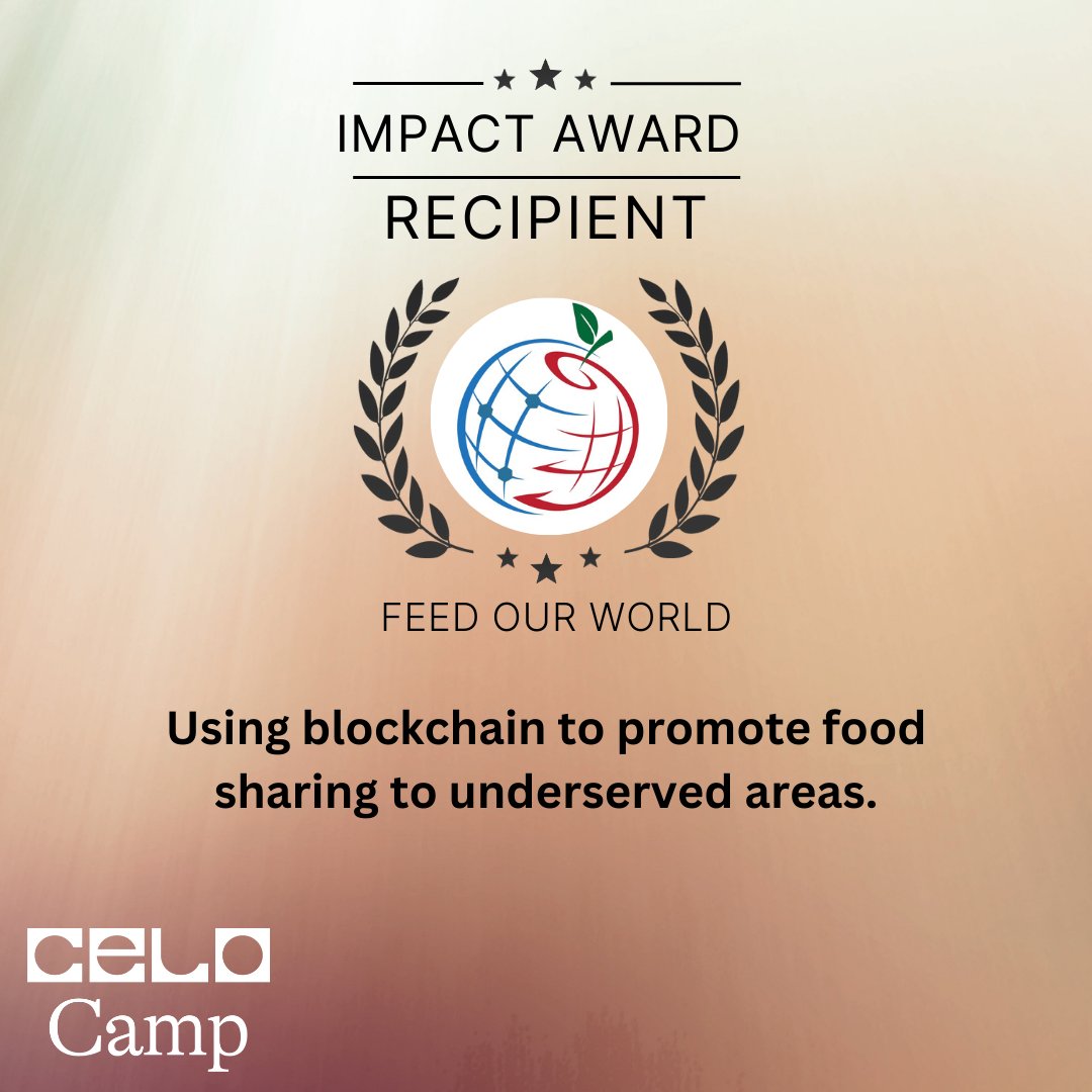 celo_camp's tweet photo. 12/12: The Impact Award - Feed Our World

@FeedOurWorld1 is working to improve food distribution systems by reducing food waste through NFT tracking and incentivizing donations with NFTs to help move food from areas of abundance to areas of need. https://t.co/xwHWRU41uI