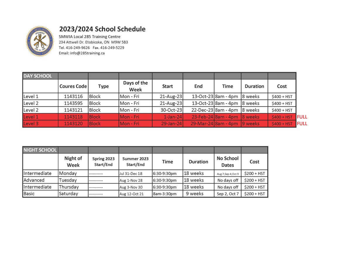 285Training's tweet image. A reminder to all apprentices, it is your responsibility to book your classes (both night school and day school), or the LAC will be booking them for you, and you will have to attend that class!