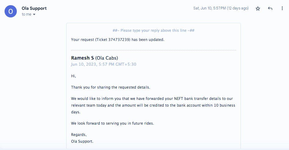 kritin7's tweet photo. @Olacabs @ola_supports Kindly update on the refund that I have requested. Its been months. Also, request you to send an email (not automated mail) on the current status of my query and how much time it will take to resolve. https://t.co/VYnagrl9TL