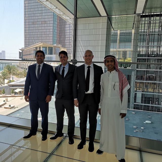 Today <a href="/rain/">Rain</a> becomes the first regulated brokerage and custodian serving retail and institutional clients via <a href="/ADGlobalMarket/">ADGM</a> in the UAE 🇦🇪. 

Here's a picture of <a href="/YehiaBadawy/">Yehia | يحي</a>, <a href="/_jayd3e/">Joseph Dallago جيدي</a>, myself, and <a href="/AbdullahMoai/">عبدالله المعيقل ⚡</a> meeting them in the summer of 2018. This was a five year journey.