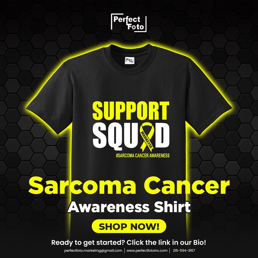Click the Link in our Bio to get your Sarcoma Cancer Awareness Shirt and help spread the message. A portion of the proceeds will go to Sarcoma Cancer research.

#sarcomacancerawareness #standstrongtogether #cancerawarenessshirt #uniteagainstcancer #showyoursupport