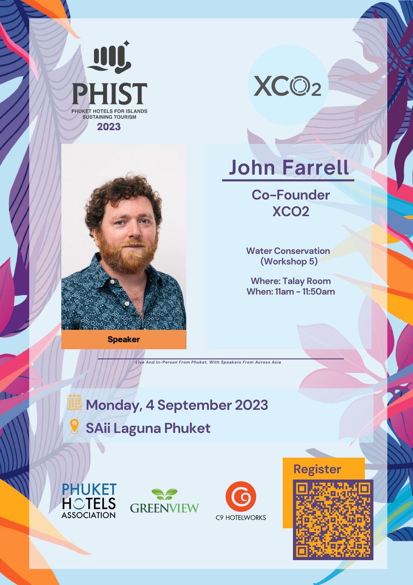 We’re thrilled to announce that John Farrell will be returning to PHIST on 4th September in Phuket, Thailand.

eventbrite.com/e/phist-6-phuk… 
#XCO2 #PHIST #SustainableTourism #EcoTourism