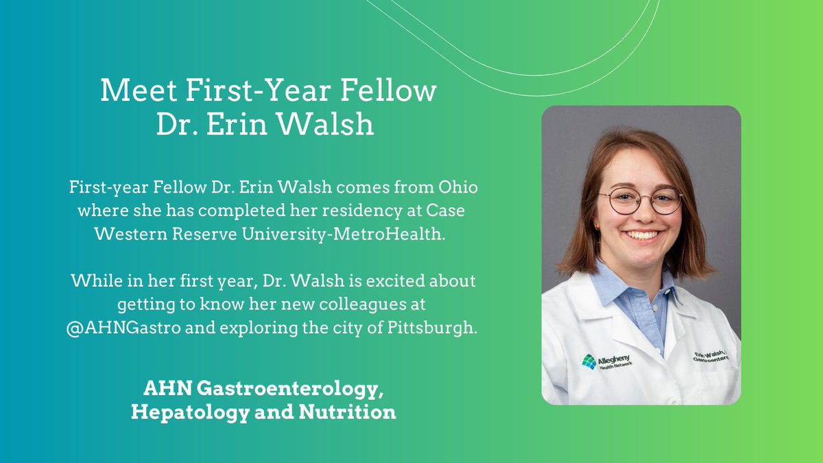 Welcome Dr. Walsh to Gastroenterology @AHNtoday! #FutureofGI #GIFellowship #GITwitter