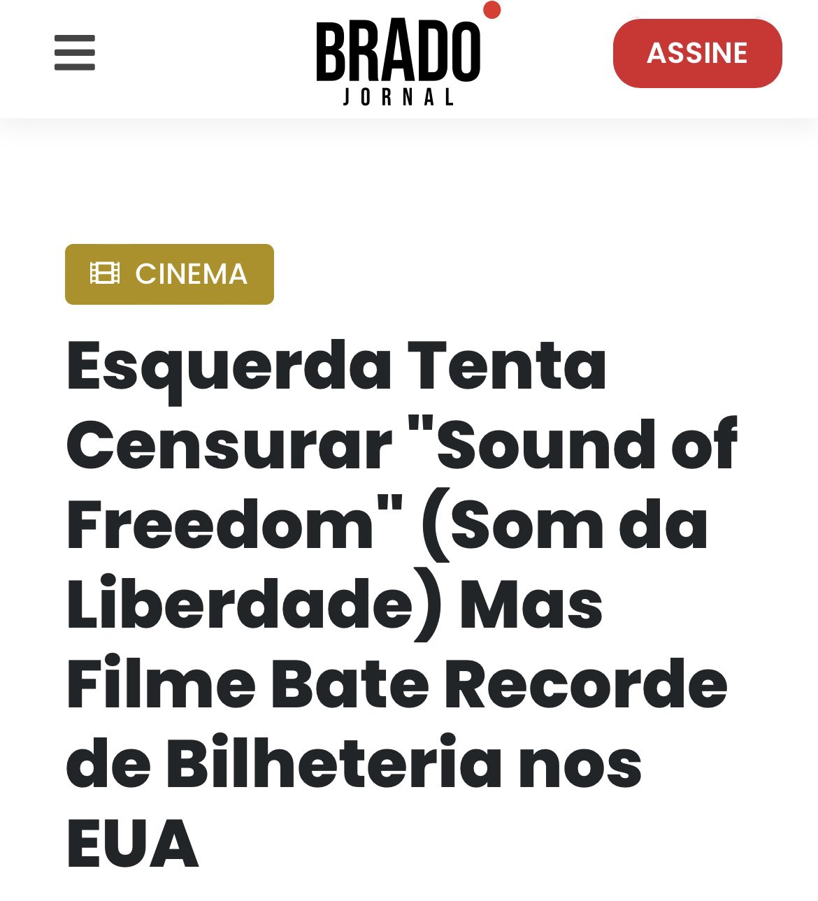 Esquerda Tenta Censurar Sound of Freedom (Som da Liberdade) Mas Filme  Bate Recorde de Bilheteria nos EUA