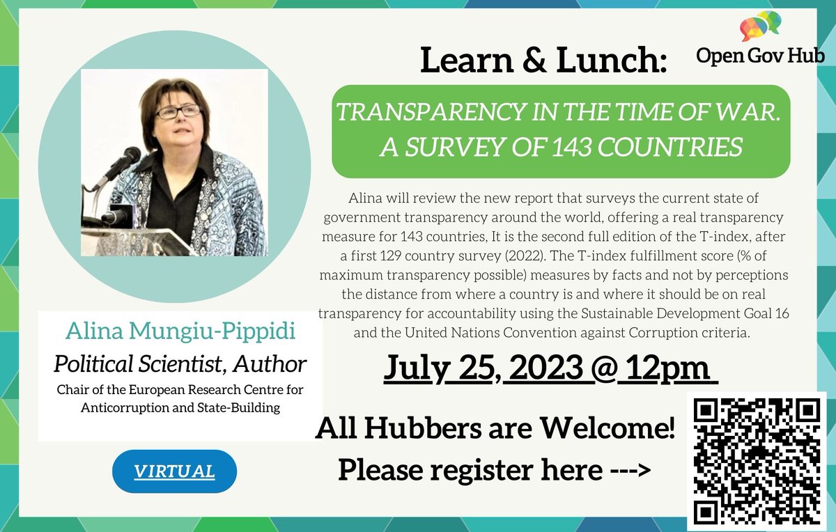 Alina Mungiu-Pippidi (@mungiupippidi) on Twitter photo 🗣️Join the virtual review of our latest #transparency report for 143 countries <a href="/OpenGovHub/">Open Gov Hub</a> today at 6pm CEST. Register here to receive the link: opengovhub.org/new-page 🗣️Join the virtual review of our latest #transparency report for 143 countries <a href="/OpenGovHub/">Open Gov Hub</a> today at 6pm CEST. Register here to receive the link: opengovhub.org/new-page
