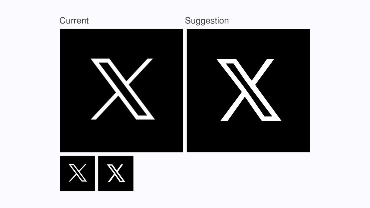 martijnrothuize's tweet photo. @elonmusk  the letter 'x' should leap.  It creates space 👈 and keeps design in harmony...

#Xitter #TwitterX https://t.co/XKwbI6cVE2
