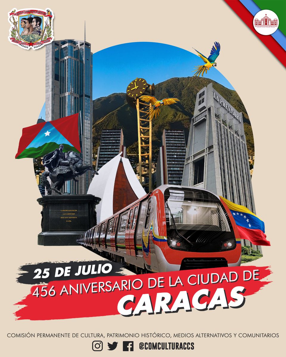 Hoy #25Jul se celebra el 456 aniversario de la hermosa Ciudad de #Caracas, valle de gracia y cuna de grandes héroes que han luchado por la soberanía de la Patria, siempre con el imponente Waraira Repano de testigo 🇻🇪🏙️🌳
#Luchaantiimperialista 
<a href="/NicolasMaduro/">Nicolás Maduro</a>