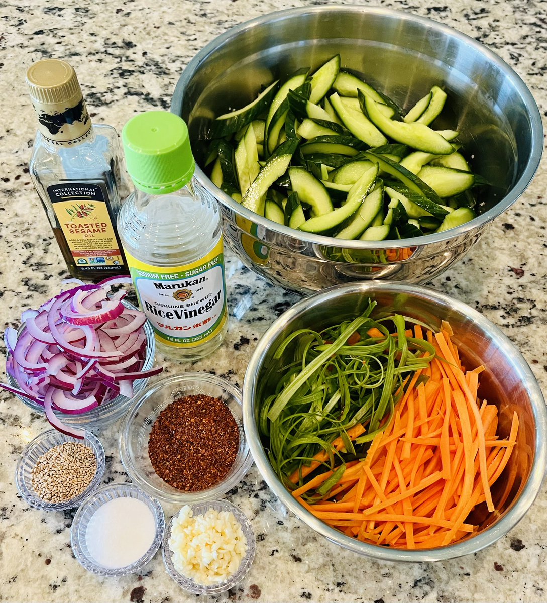 TheJohn_M_'s tweet photo. Since you asked, it’s this.  This is my favorite side dish…Cucumber Kimchi.  After removing the seeds and salting out the 🥒liquid, simply add these ingredients to make this crunchy, savory and super-delicious dish.  Trust me on this 😉
#Food #Foodie #tuesdaymotivations https://t.co/nR3okpY4EC