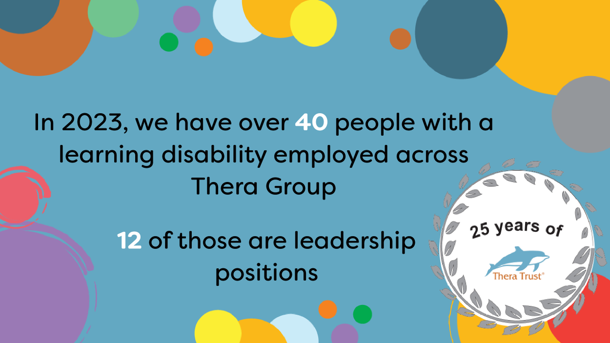 At Thera, we believe people with a learning disability can be leaders in society.

We are demonstrating this by employing over 40 people with a learning disability across Thera Group. 12 of these people are in leadership positions. (1/3)