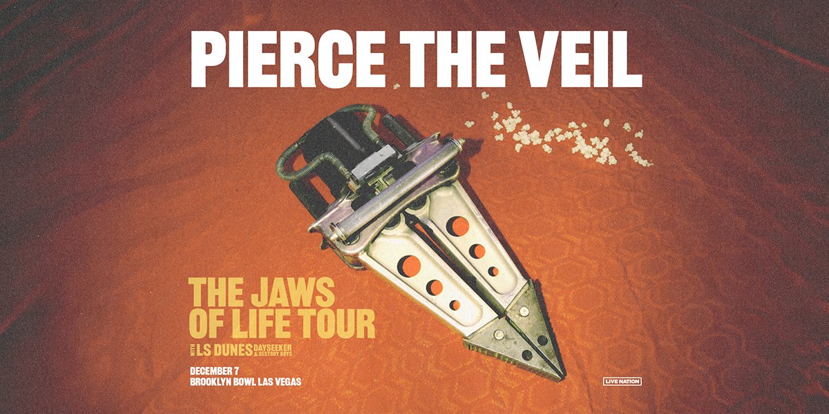 Brooklyn Bowl Vegas (@bbowlvegas) on Twitter photo โ ๏ธ JUST ANNOUNCED โ ๏ธ
Post-hardcore punks <a href="/piercetheveil/">Pierce The Veil</a>ย rip through the stage for a wild performance on THU, DEC 7! ๐ฅ
Presale ๐ซ THU, JUL 27 at 10AM PT (PW: PIERCEBBLV)
On Sale ๐๏ธ FRI, JUL 28 at 10AM PT
Tix ๐ brooklynbowl.com ๐ณ โ ๏ธ JUST ANNOUNCED โ ๏ธ
Post-hardcore punks <a href="/piercetheveil/">Pierce The Veil</a>ย rip through the stage for a wild performance on THU, DEC 7! ๐ฅ
Presale ๐ซ THU, JUL 27 at 10AM PT (PW: PIERCEBBLV)
On Sale ๐๏ธ FRI, JUL 28 at 10AM PT
Tix ๐ brooklynbowl.com ๐ณ