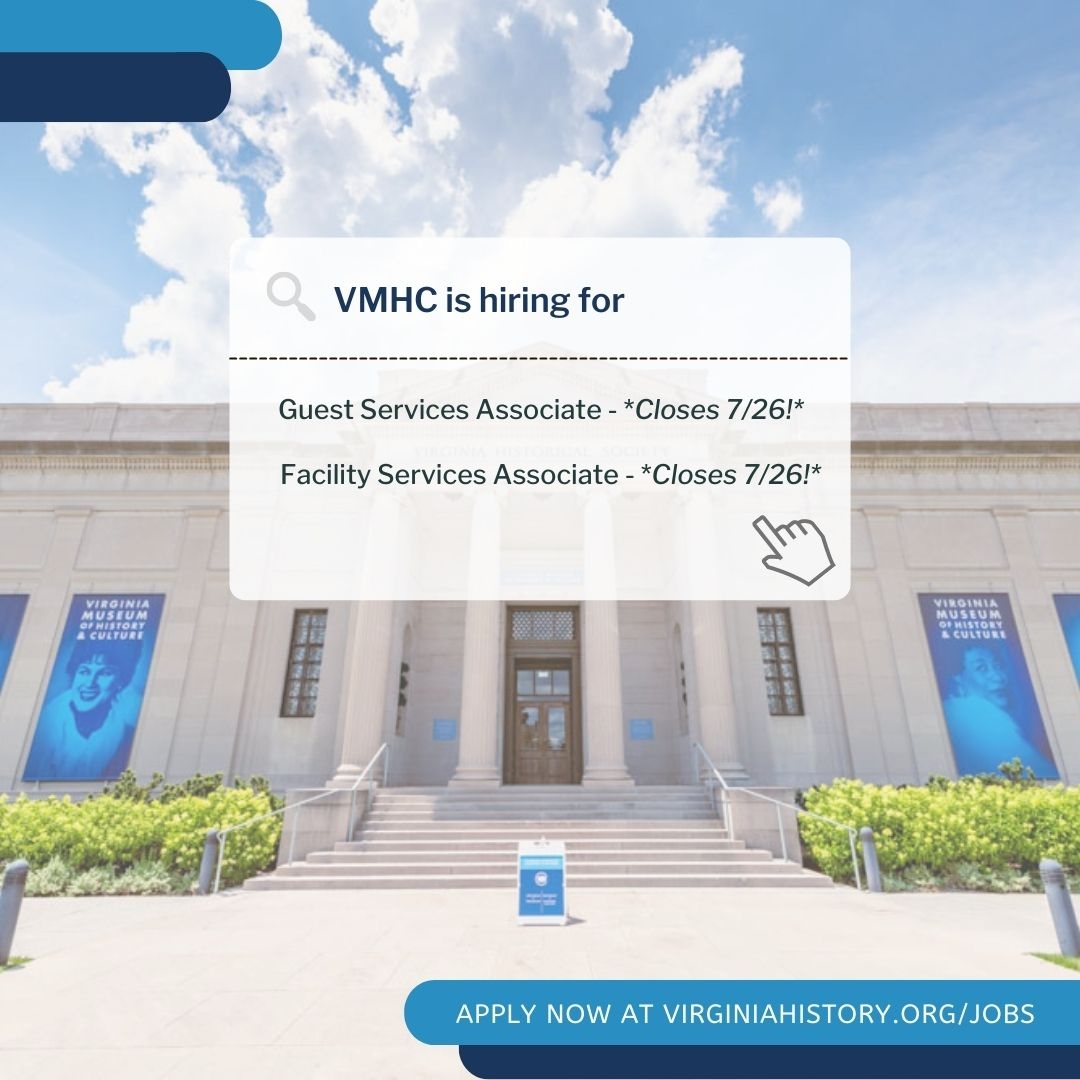 We're hiring! Join us in sharing Virginia's ever-evolving story. We are currently seeking: **Closing tomorrow, 7/26!** 🤝 Guest Services Associate⁠ 🏛️ Facility Services Associate ⁠ ⁠Learn more and apply today at l8r.it/Zzl7.