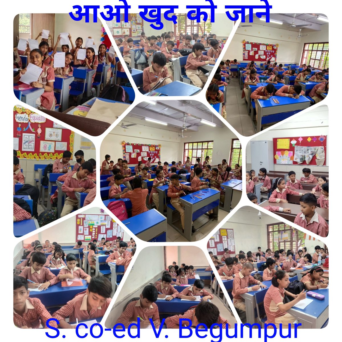 Understanding self equips individuals in making effective and wise choices in life...Students of S Co-ed V, Begumpur exploring self on day 2 of Happiness Utsav #Happiness#Happinessutsav