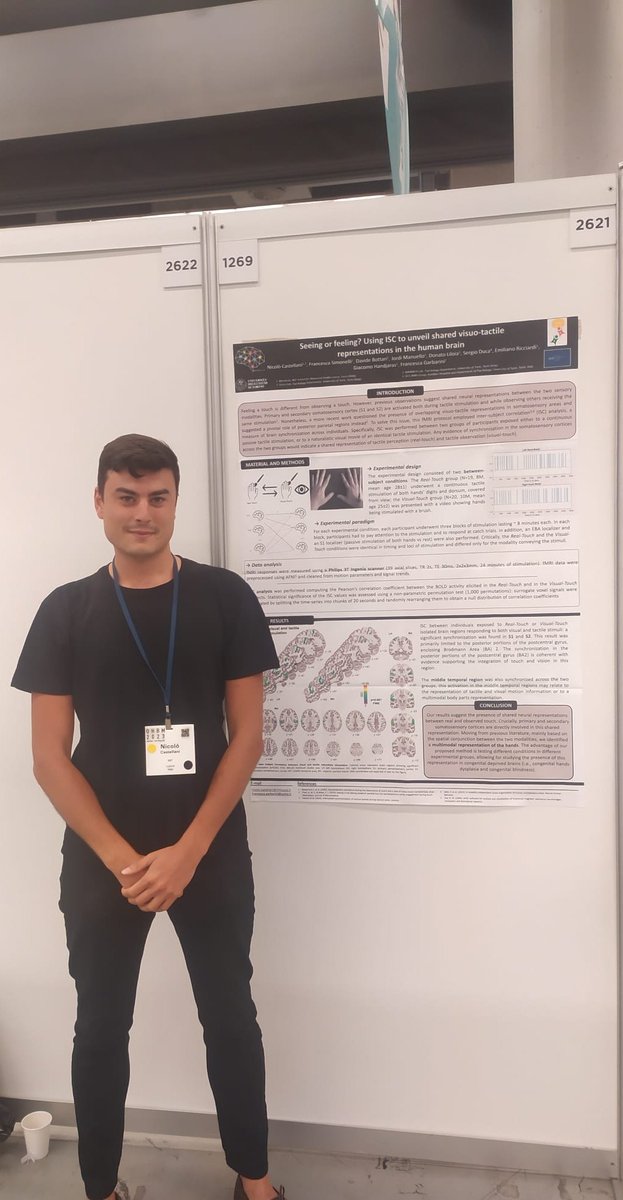Nicoló Castellani (@ncastellani1995) on Twitter photo Today and tomorrow presenting my data on visual touch at <a href="/OHBM/">OHBM</a>, special thanks to <a href="/MoMiLab_IMT/">Momilab</a> (<a href="/IMTLucca/">Scuola IMT Alti Studi Lucca</a>) and <a href="/ManibusLab/">Manibus Lab</a>. If you are interested in the #somatosensory system and its interaction with #Vision come to have a chat tomorrow (poster number 2621) Today and tomorrow presenting my data on visual touch at <a href="/OHBM/">OHBM</a>, special thanks to <a href="/MoMiLab_IMT/">Momilab</a> (<a href="/IMTLucca/">Scuola IMT Alti Studi Lucca</a>) and <a href="/ManibusLab/">Manibus Lab</a>. If you are interested in the #somatosensory system and its interaction with #Vision come to have a chat tomorrow (poster number 2621)