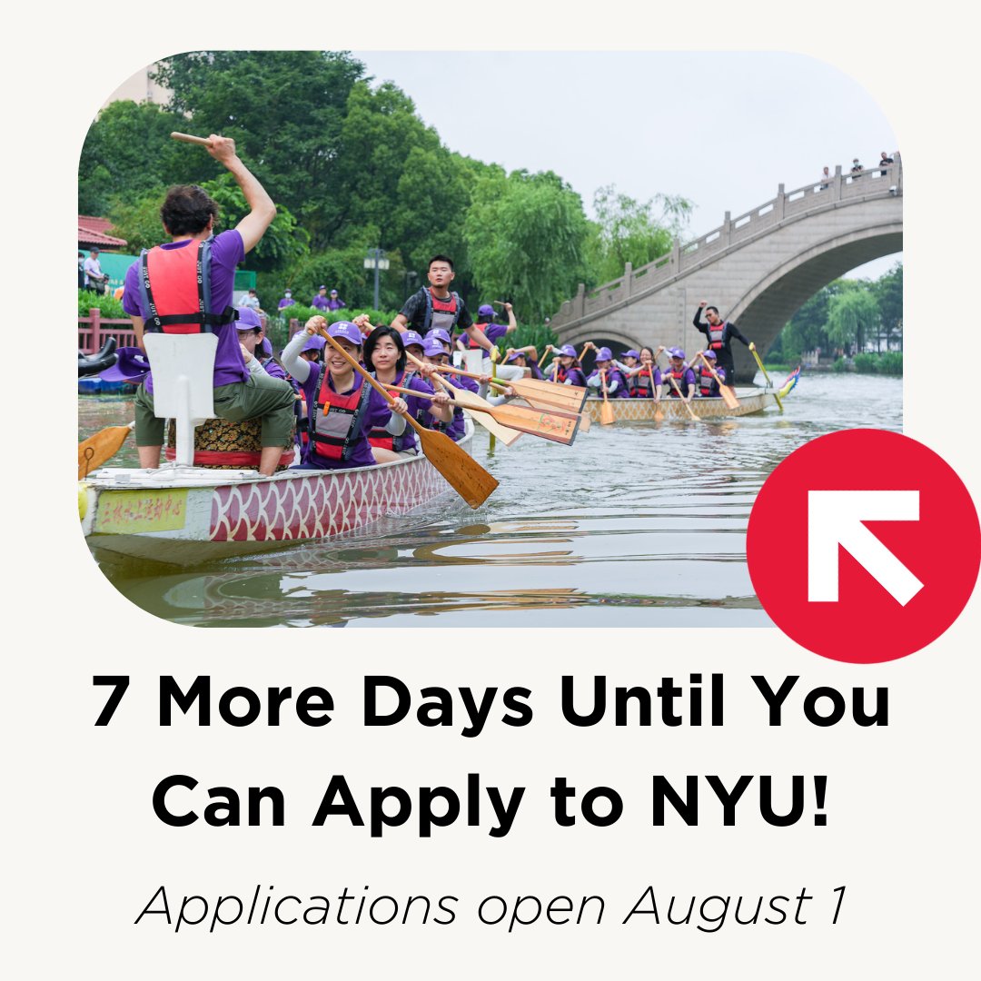You've read that right! There are just 7 more days until the Common Application for @nyuniversity, @nyuabudhabi, and @nyushanghai open for the Class of 2028! Leave us a 💜 below if you plan on applying #NYU2028!