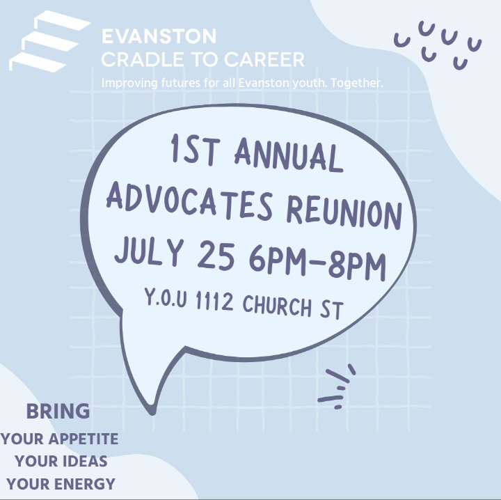 Join us today for our 1st Annual Advocates Reunion! #evanstonc2c