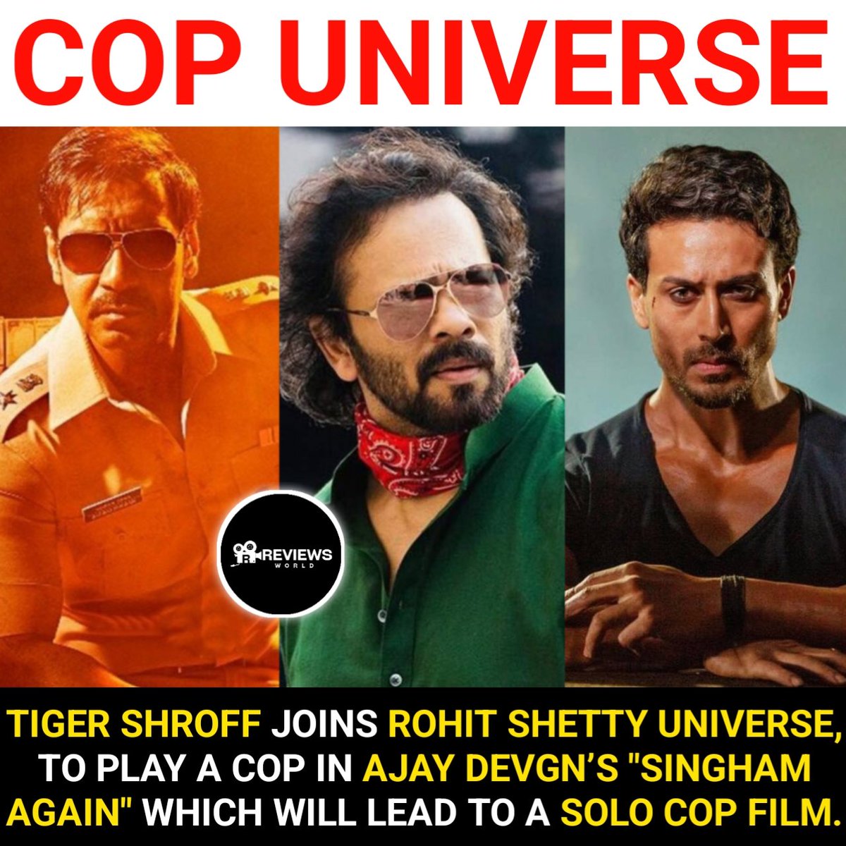 Tiger Shroff joins Rohit Shetty Cop Universe 🥳  

#TigerShroff #ajaydevgn #AkshayKumar #ranveersingh #RohitShetty #COPUniverse #Police #simmba #sooryavanshi #Singham #SinghamAgain #rohitshettycopuniverse #rohitshettypicturez  #reviewsworld  #Bollywood #deepikapadukone