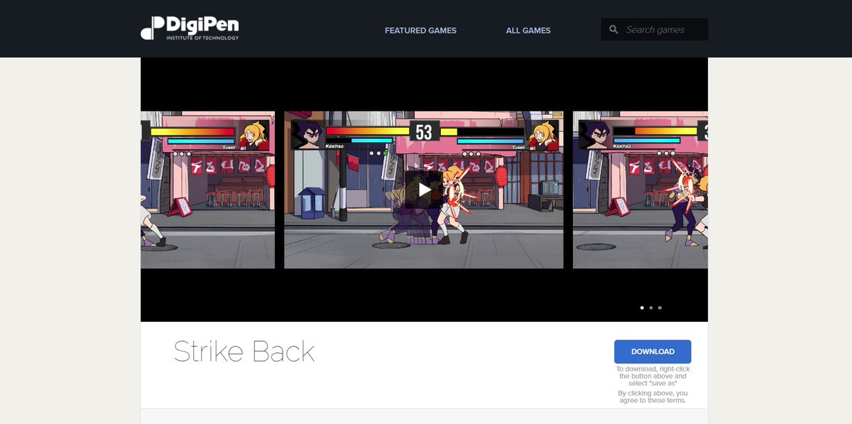 StrikeBack_Dev's tweet photo. Get ready to STRIKE BACK!

Strike Back is currently now available to play on the DigiPen Game Gallery website! Go check it out! 

- Play against others in couch versus 
- Hone your skills in training mode! 

https://t.co/nLiOGU9iXw https://t.co/kqAkk3u8oU
