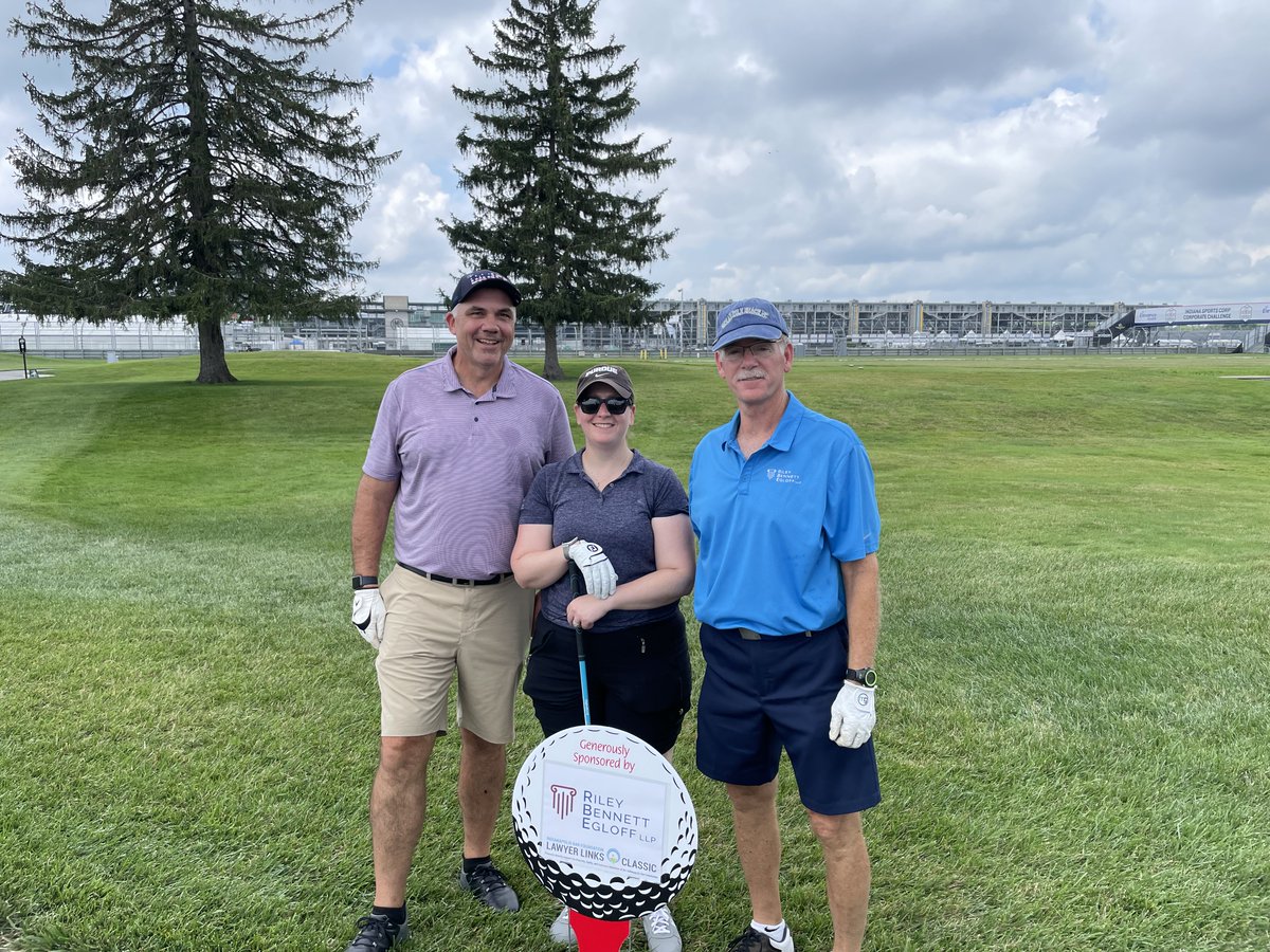 RBE attorneys Anthony R. Jost, Jaclyn Flint, and Don Smith (L to R) recently participated in the <a href="/IndyBar/">IndyBar</a>  
annual golf outing at <a href="/BrickyardGC/">Brickyard GC</a> 
Always a great day for a great cause! Also golfing that day, but not pictured, was Justin Sorrell