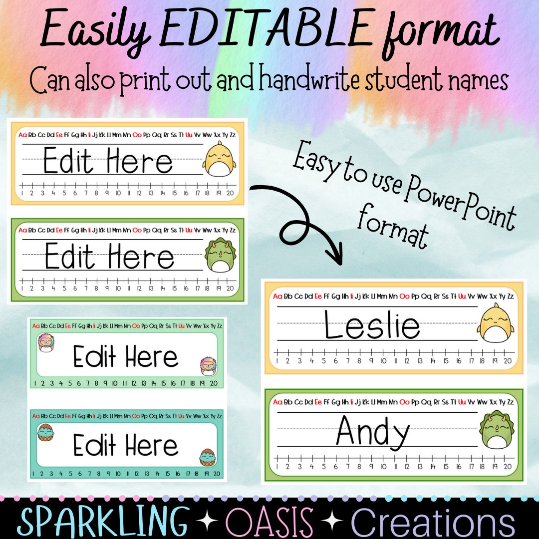 SparklingOC1's tweet photo. These cute and colorful #squishmallows Name Tags are a steal! Grab them now in my #tpt shop: https://t.co/rS3aJMYWdm #backtoschool #backtoschool2023 #teachertwitter https://t.co/BOKGytjbYc