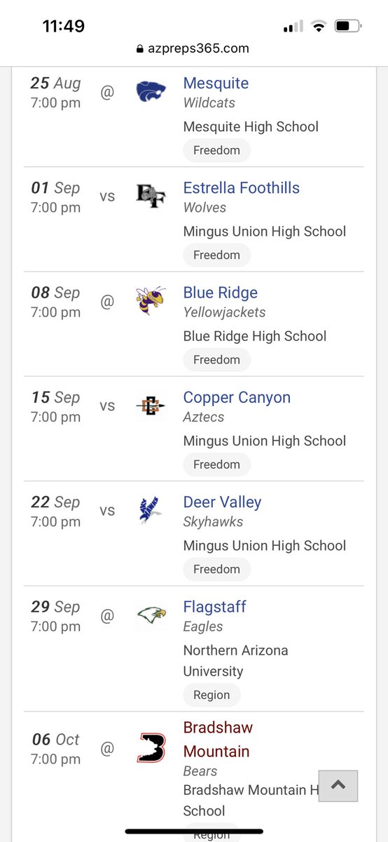 MingusFootball's tweet photo. 2023 Schedule https://t.co/2XbyGQ917h