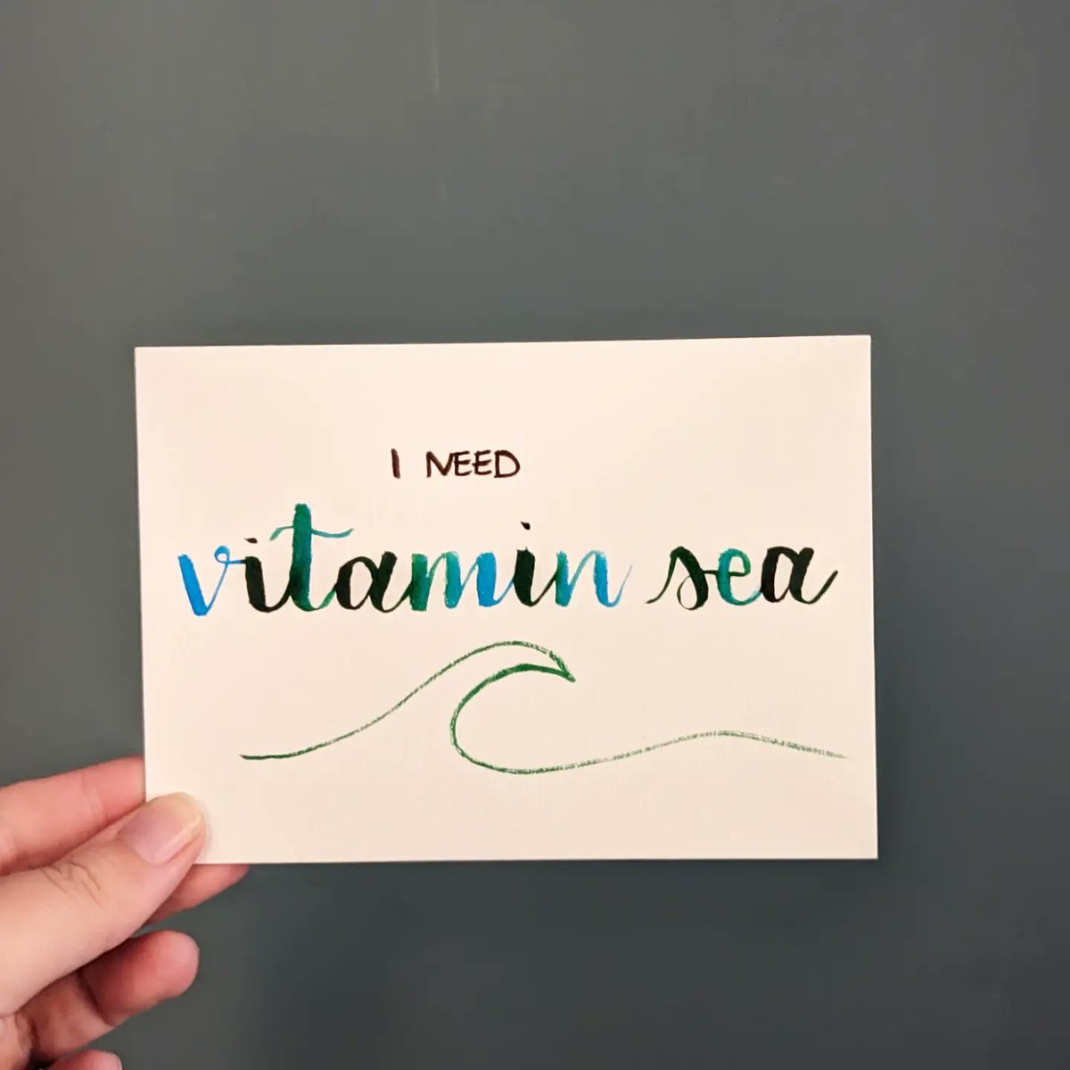acornishgeek's tweet image. I need vitamin sea #LettersInMyStyle 

I don&apos;t like the &apos;I need&apos; that I did at the end but I love blending the blue and green @penteluk colour brush pens 💚💙🌊