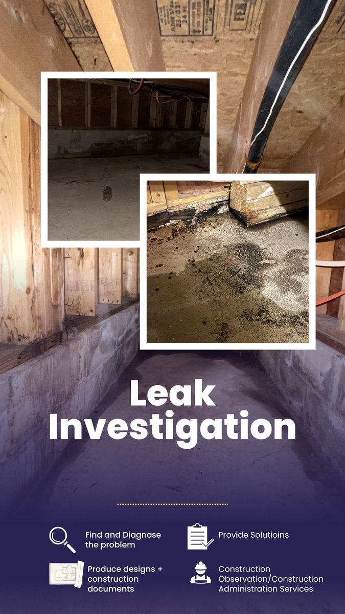 If your property is experiencing chronic issues, we can diagnose the problem and give you solutions to make it right! No more headaches, let the experts take care of you. 

#leakinvestigation #construction #architecture #Engineering #oneanddone #experts