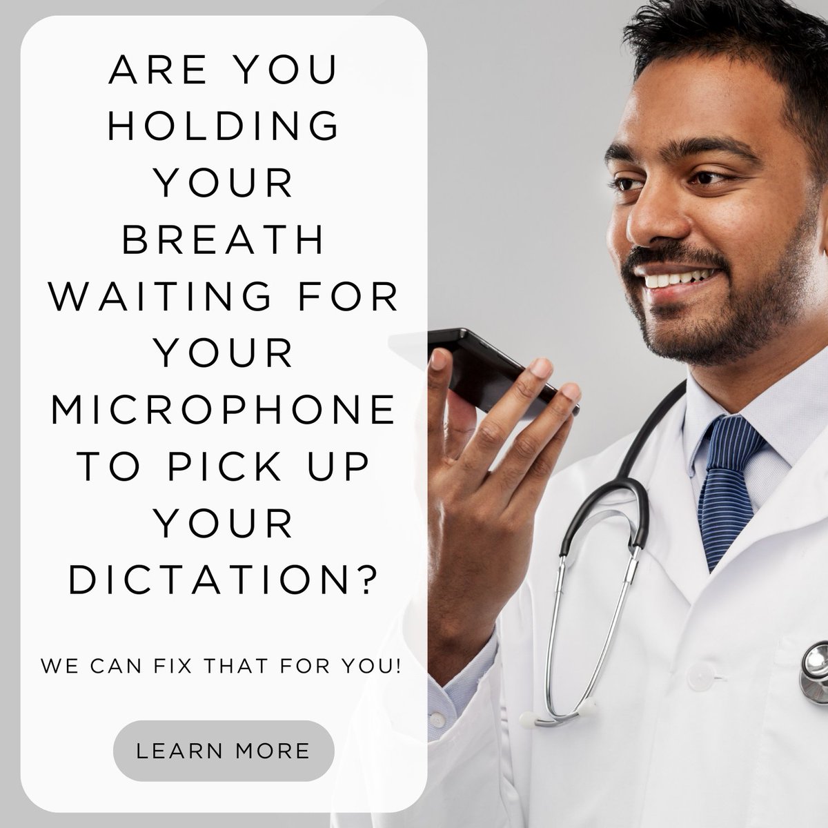 DictationDirect's tweet photo. Are you waiting for your microphone to start recording after you activate it? Those 5 to 10 seconds start to add up while you are trying to save time by dictating. We have the solution for you! https://t.co/bjAupIvAfL #dictationdirect #dragonmedicalone #physicianburnout #techtues https://t.co/CwnqdAso44