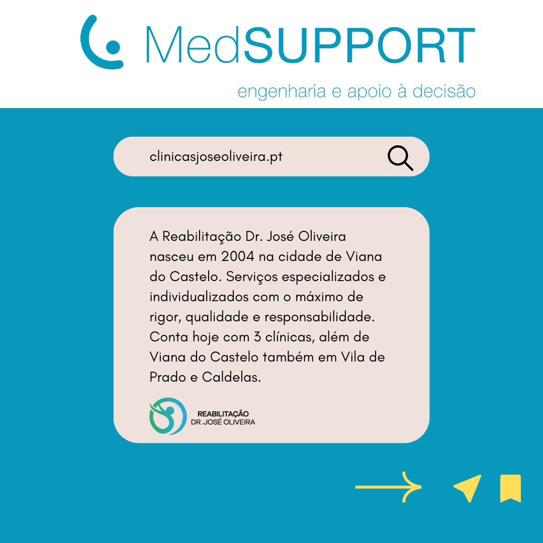 medsupportPT's tweet image. Qual o nome da clínica que vai estar representada no programa Corpo Clínico do Canal S+ desta semana? Reabilitação Dr. José Oliveira #medsupport #adoraatuaclinica #qualidadeemsaude #licenciamentoparafuncionamento