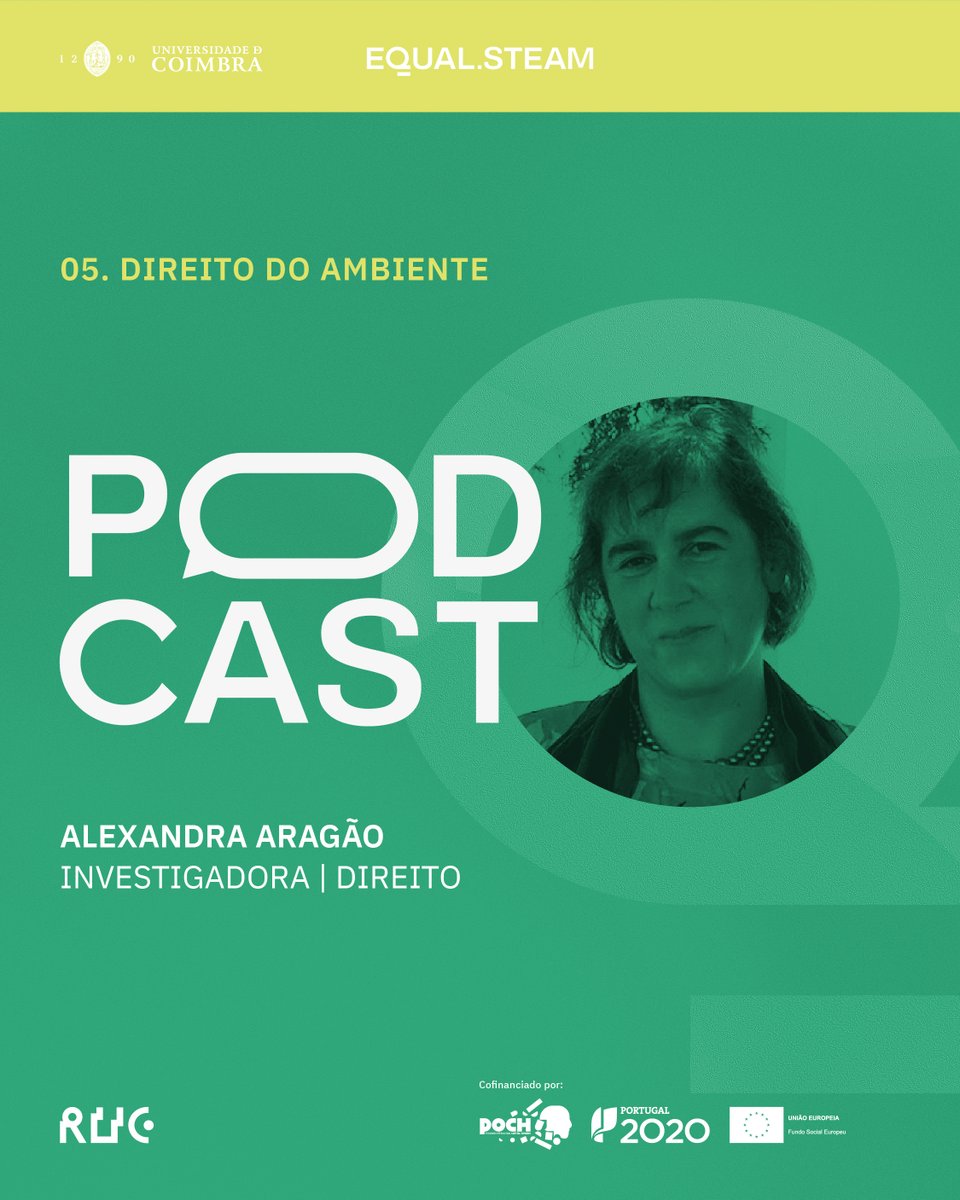 Conheces investigadoras de sucesso na UC? Queres conhecer as suas carreiras e desafios? Ouve os Podcast Equal.STEAM! A quinta investigadora entrevistada foi Alexandra Aragão, da área do Direito, que fala sobre “Direito do Ambiente”. 
Ouve o podcast! buff.ly/3Ya9hbi