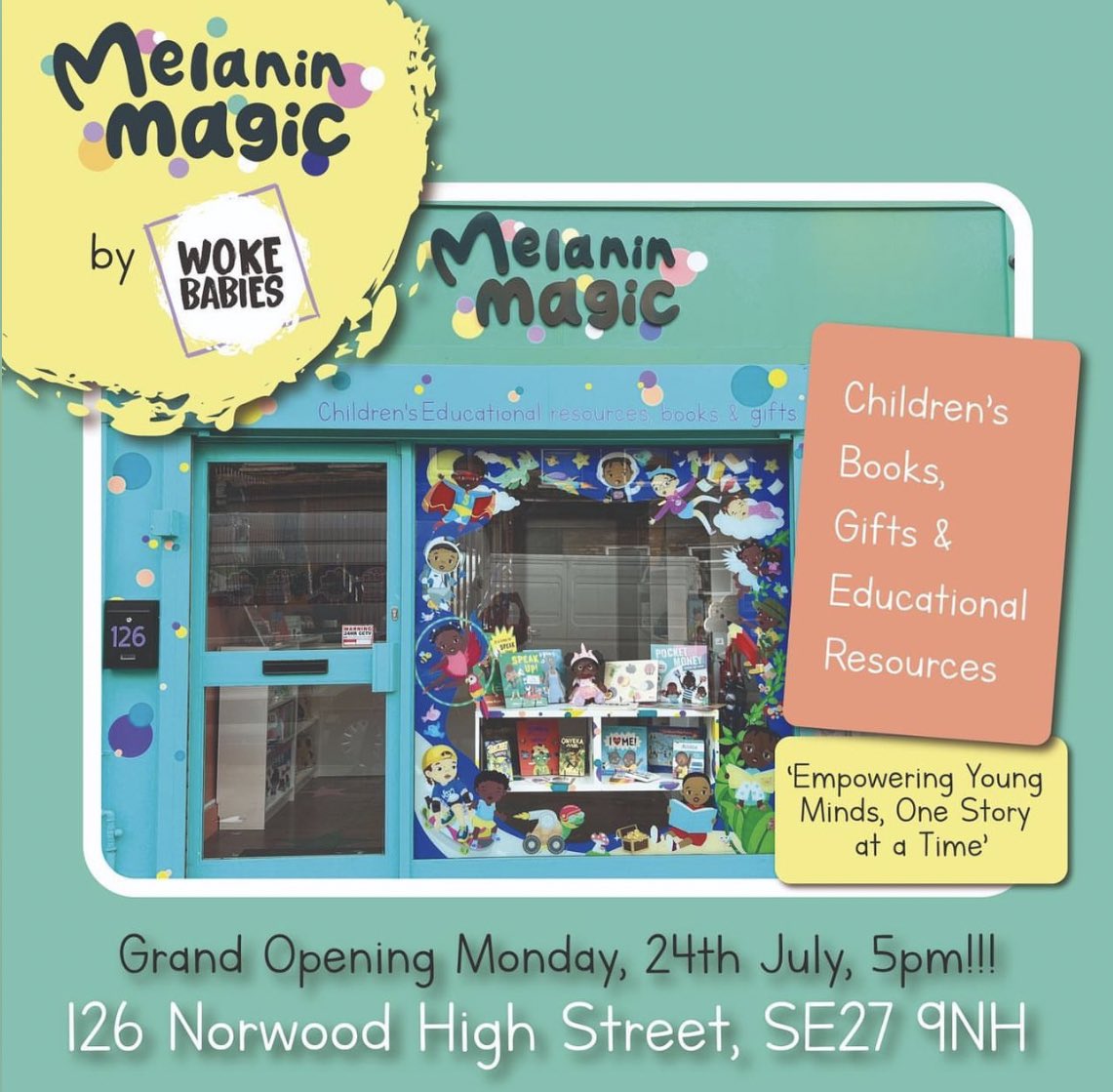 DionneGrant's tweet photo. The founder of @wokebabiesuk, a monthly subscription box “filled with Black children’s books and activities”, has opened a bookstore in south London. Kelly-Jade Nicholls says Melanin Magic will be a “hub for children featuring great books, learning resources, and Black-owned brands”