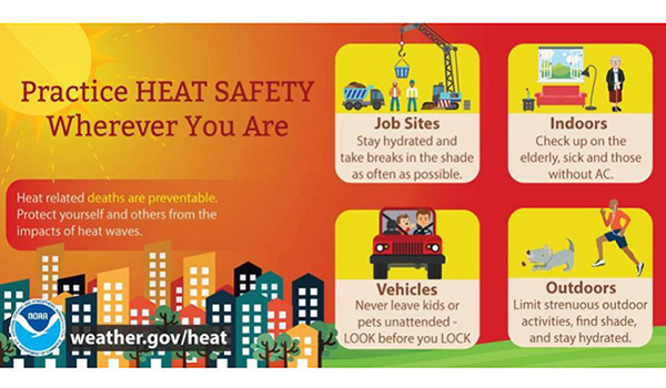During a heat wave, practice heat safety wherever you are. Heat related deaths and illnesses are preventable! 

Learn more at buff.ly/2xLo1F6 #NIHHIS #HeatSafety #INwx #nwsind