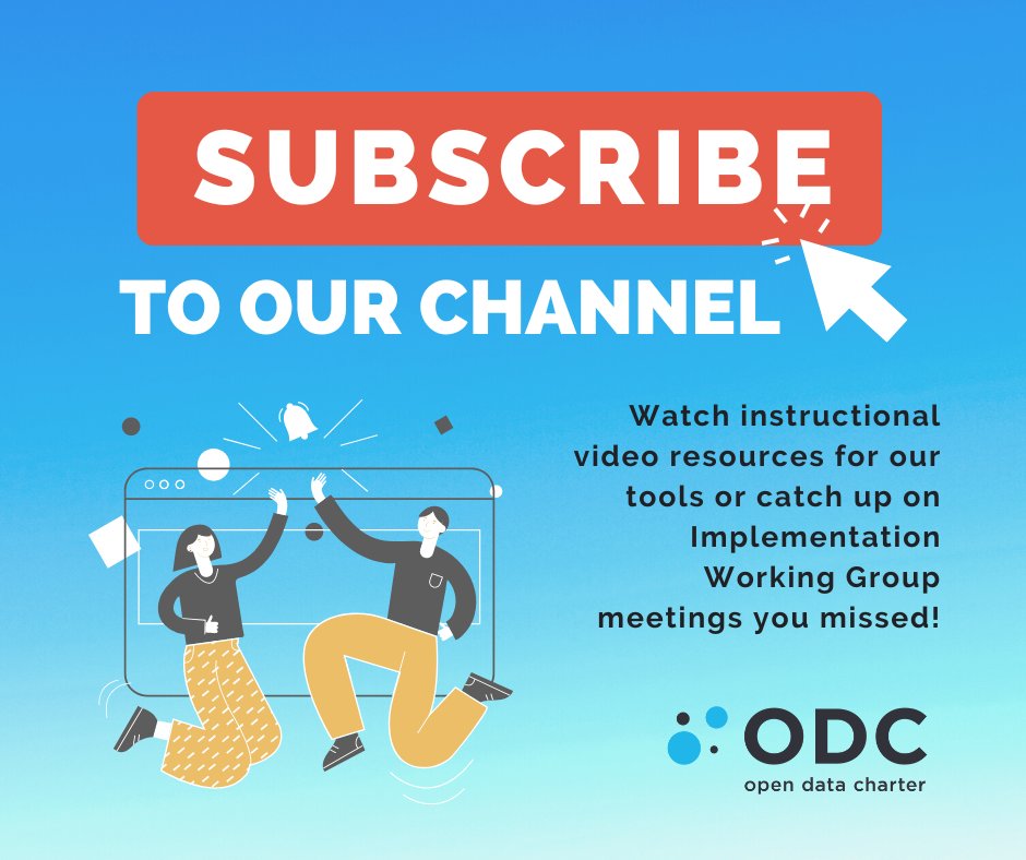 Thanks for joining us! We usually upload all our Implementation Working Group sessions on our YouTube channel by the end of the week. Subscribe to our channel to catch up on previous sessions: youtube.com/@opendatachart…