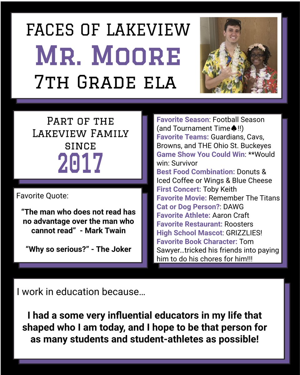 Rounding out our staff introductions for the day is Mr. Moore, one of our ELA teachers, who likes to call Roosters his second home. #ThisIsHowWeLakeview #PLSDProud