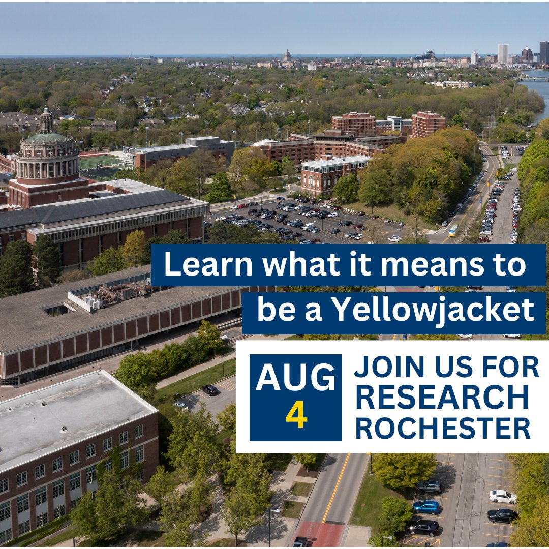 Learn what it means to be a Yellowjacket this summer at  Rochester! 

Register for our August 4 open house: admissions.rochester.edu/visit/research…