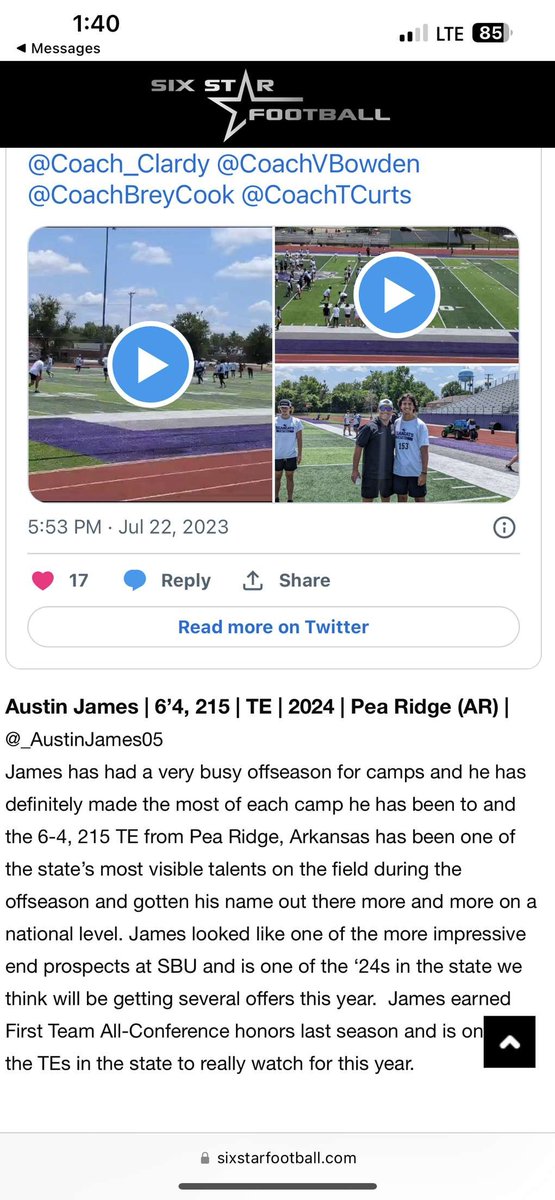 Thanks for the write up @6starfootballMO really appreciate all the love through this summer. @Coach_Clardy @CoachStilwell @CoachPoe1914 @CoachTCurts @GerikGarlington @PrepRedzoneAR