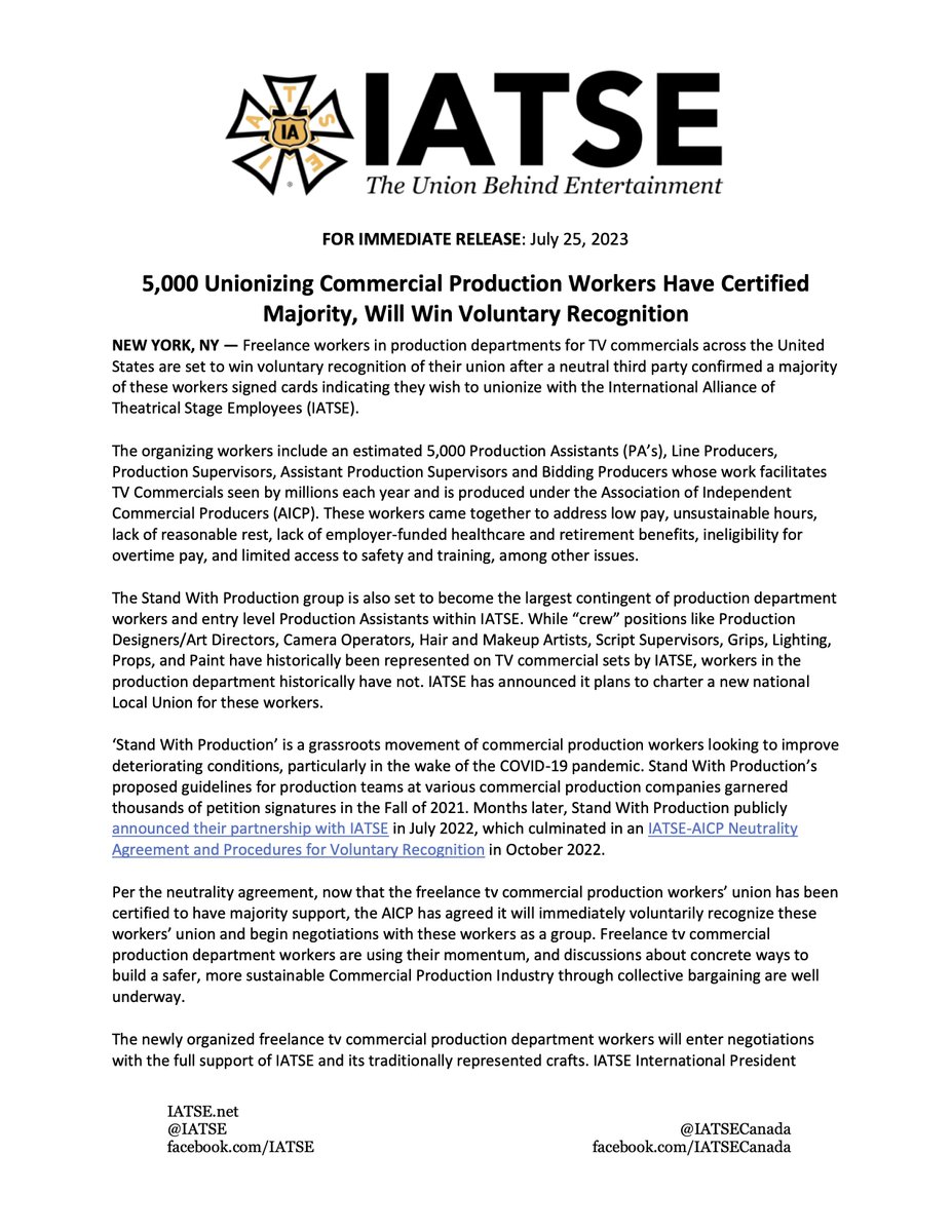 IATSE // #IASolidarity tweet media