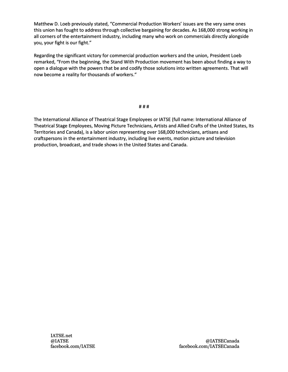 BREAKING: 5,000 Unionizing TV Commercial Production Workers Have Certified Majority, <a href="/StandWithProd/">StandWithProduction</a> WILL WIN VOLUNTARY RECOGNITION WITH IATSE!!!!!

The group set to become the largest contingent of production department workers and entry level Production Assistants within IATSE.