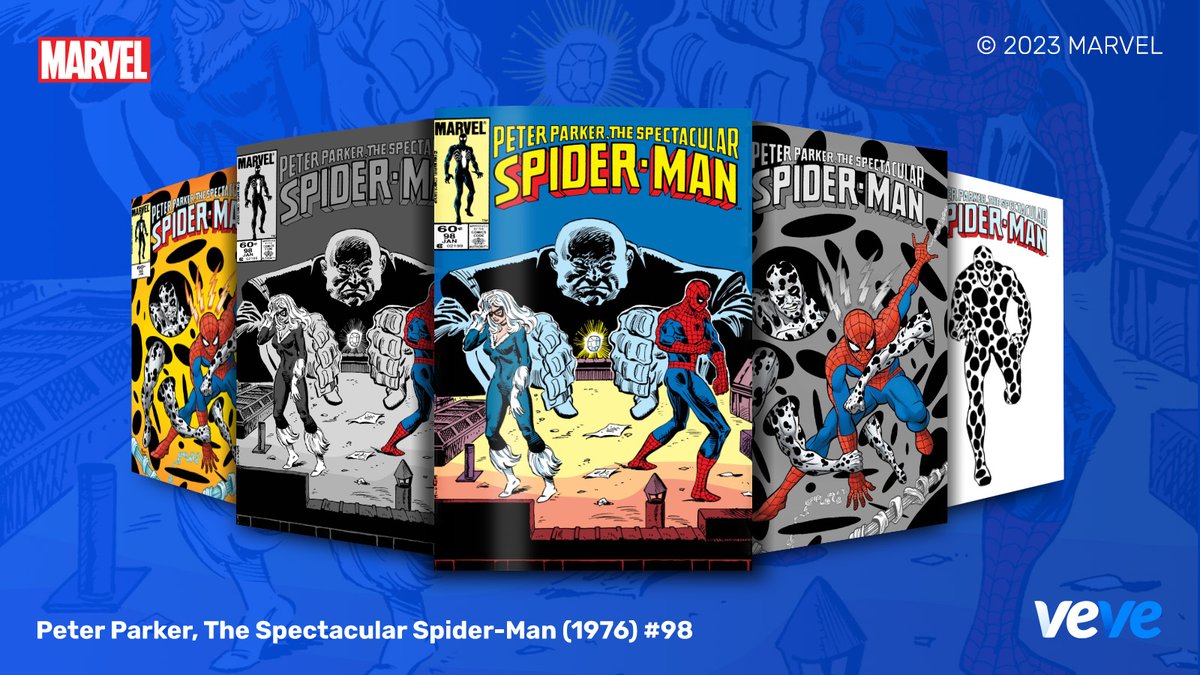 First appearance of The Spot!

<a href="/Marvel/">Marvel Entertainment</a>'s Peter Parker, The Spectacular Spider-Man (1976) #98 features VeVe-Exclusive R &amp; UR covers by <a href="/brentschoonover/">Brent Schoonover</a> and <a href="/rachellecheri/">Rachelle Rosenberg</a>. Drops in blind box Waitlist format Thu, 27 July at 8 AM PT: veve.me/post/marvel-di…

#CollectorsAtHeart 💙